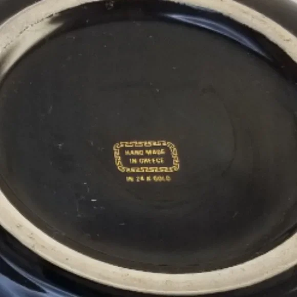 Black & Gold Miniature  Plates Greek Key by Portmeirion 2-Pcs Set 1960s - Picture 6 of 9